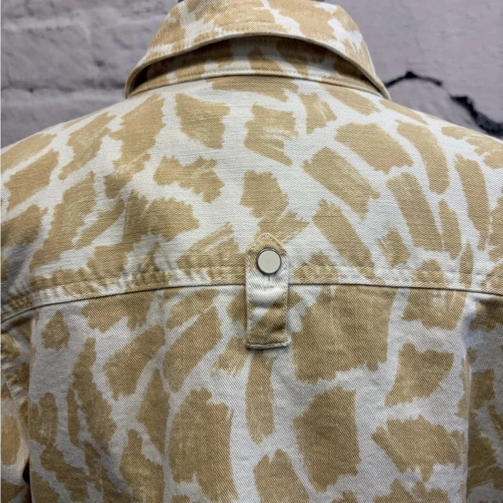 Anthropologie Maeve Animal Print Gardner Denim Cropped Jacket‎ Beige Neutral - Picture 8 of 10